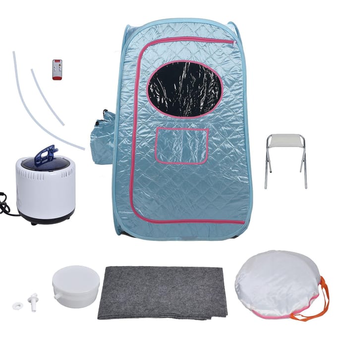 1000W Thuis Stoom Sauna Kit Draagbare Sauna Box met 1?9 Temperatuurstanden voor Gezondheidszorg white