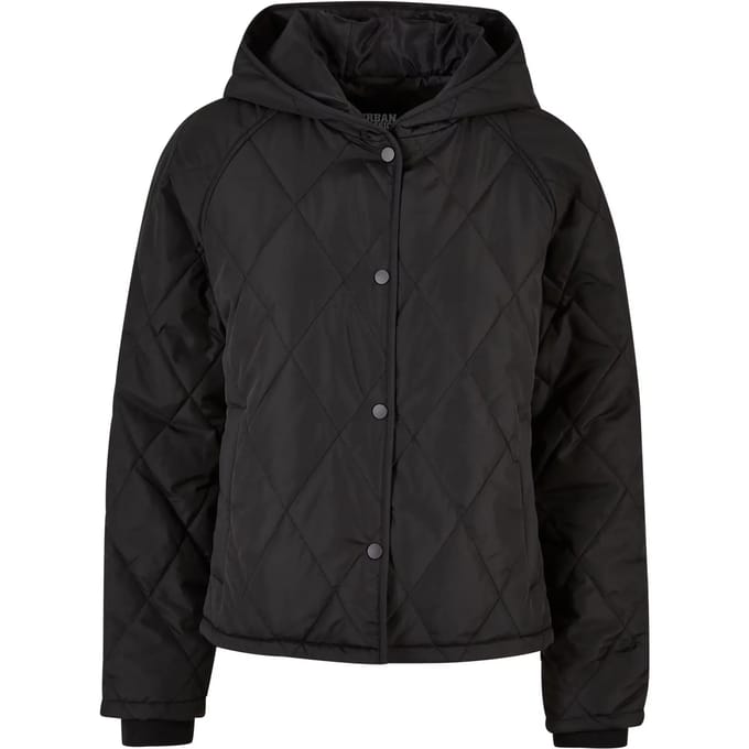 Urban Classics - Oversized Diamond Quilted Hooded Jacket - M - Zwart