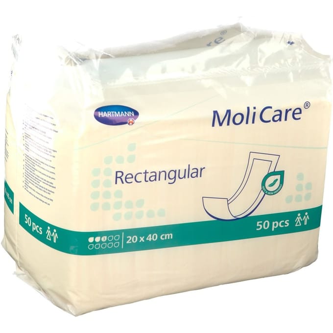 Hartmann Molicare Rectangular - Geplastificeerde - 20 x 40 cm 20 x 40 cm - 1 pak van 50 stuks