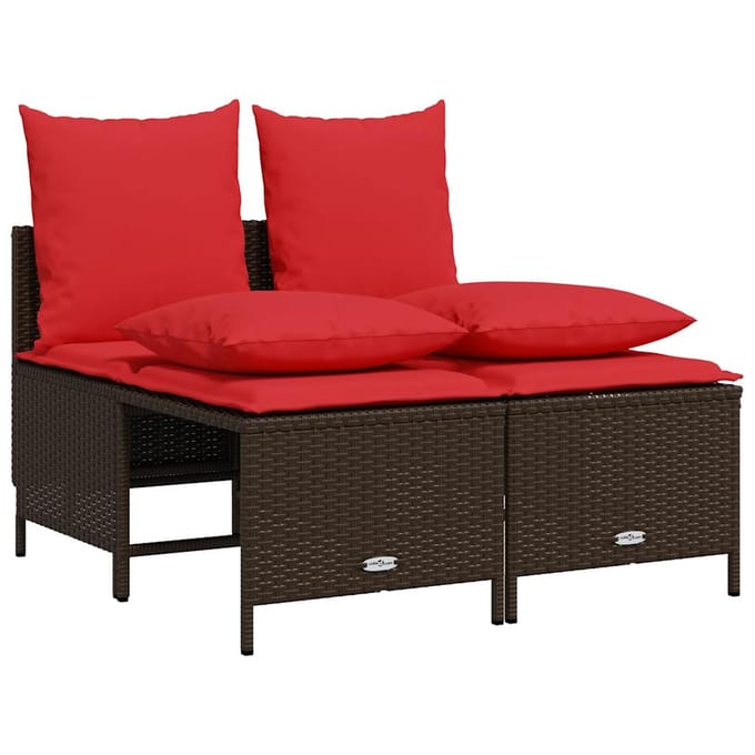 vidaXL - 4-delige - tuinbankset - met - kussens, - bruin - polyrotan