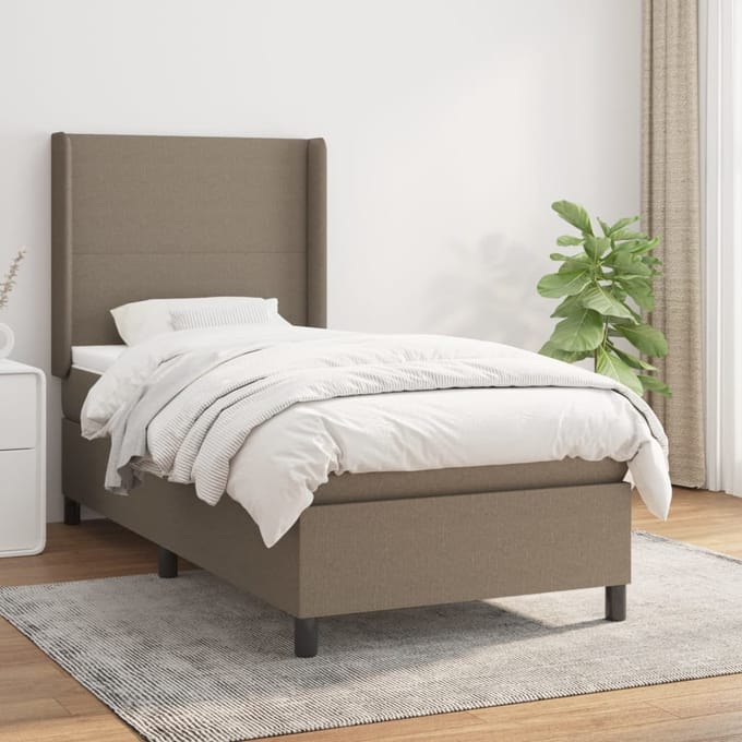 vidaXL - Boxspring - met - matras - stof - taupe - 80x200 - cm