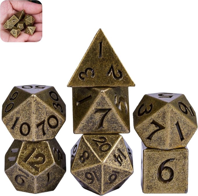 Metalen Set D&D Dobbelstenen 7-Delig Polyhedraal voor Rollenspellen