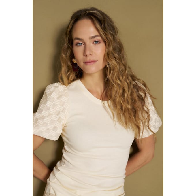 Top Haya - Constrast Puff Sleeve | Cream