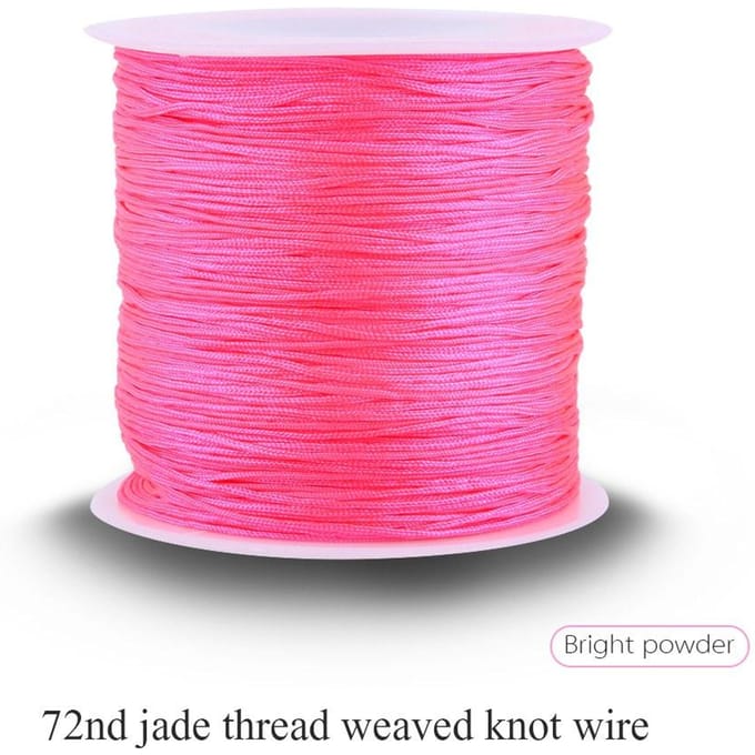 100M x 0.8mm Cordon Nylon Noeud Chinois Queue de Rat Fil Macramé Ficelle Rose Brillant pink