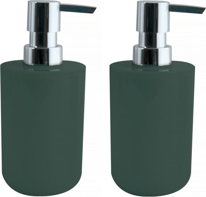 MSV Zeeppompje/dispenser Porto - 2x - PS kunststof - donkergroen/zilver - 7 x 16 cm - 260 ml
