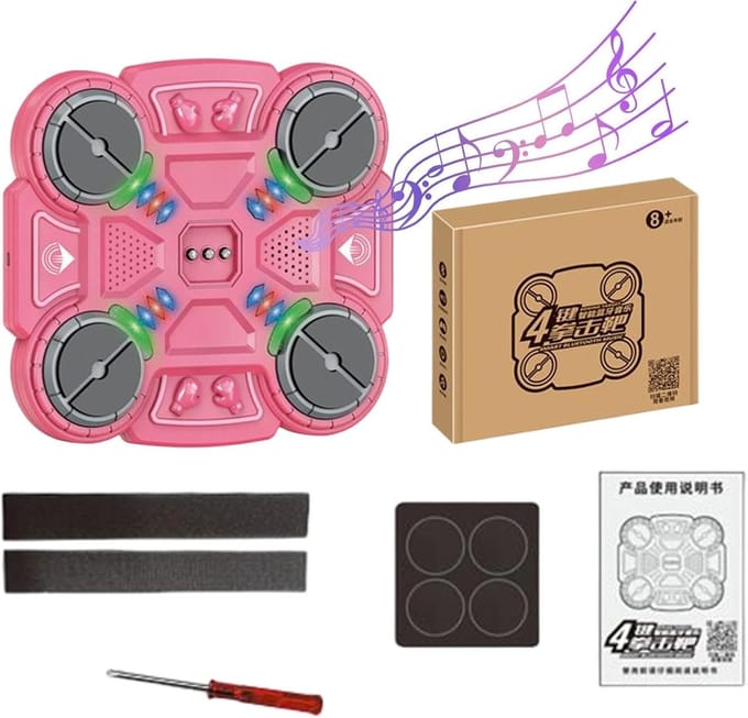 Wandbokstrainer - Muziek ponsmachine - Reactietraining - Intelligent muzikaal - 30 x 26 cm - Roze