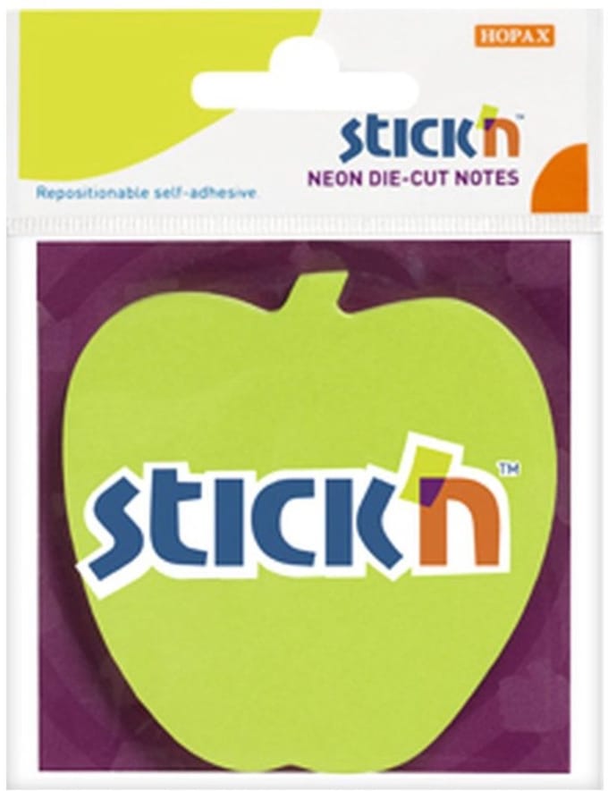 Stick'n Sticky notes - Appel vorm - 70x70mm - 50 vel - Neon Groen