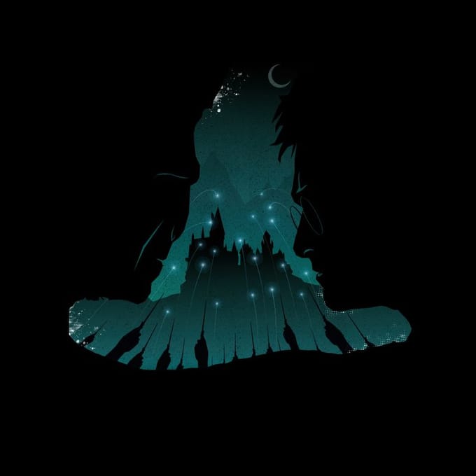 Harry Potter Sorting Hat Silhouet t-shirt - Zwart - M