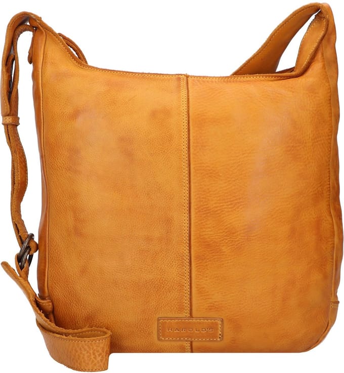 HAROLD'S Leren Schoudertas Submarine Pouch Up Yellow Donkergeel