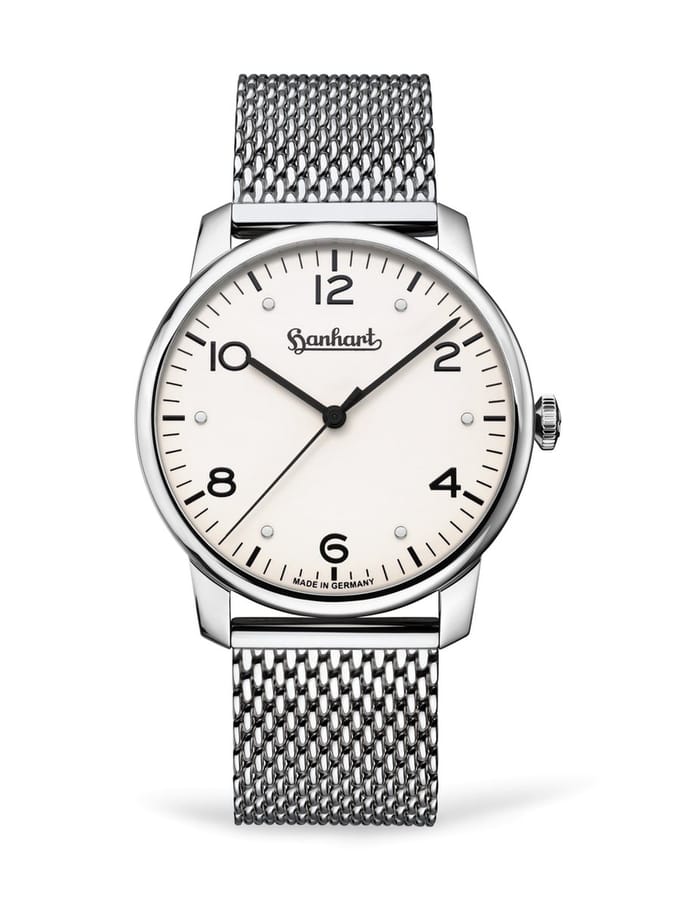 Hanhart Pioneer Silva - witte wijzerplaat - 38,5 mm - Milanaise band