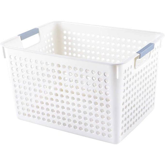 Plastic Opbergmand Rechthoekig Multifunctioneel Draagbaar Holle Bureau Opbergbakken met Handvat white