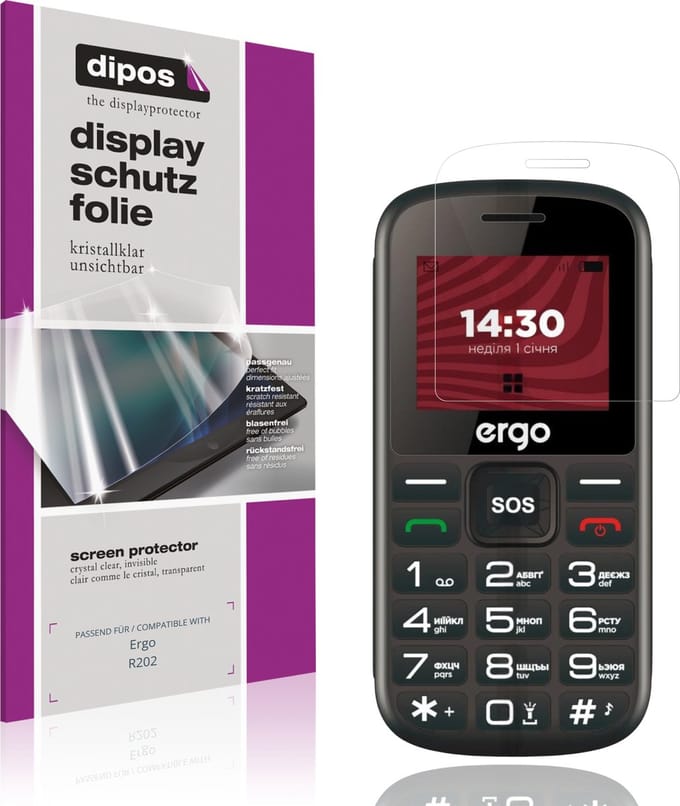 dipos – 4x Beschermfolie geschikt voor Ergo R202 | Krasbestendige & heldere Screenprotector Ultra-Thin