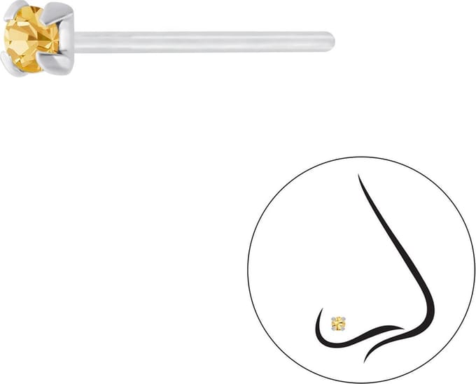 Joy|S - Zilveren petit neuspiercing kristal rond 2.5 mm peach 2 stuks