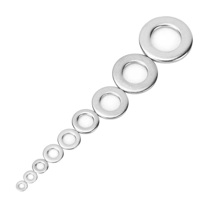 Assortimentset met 580 platte ringen van roestvrij staal M2 M2.5 M3 M4 M5 M6 M8 M10 M12