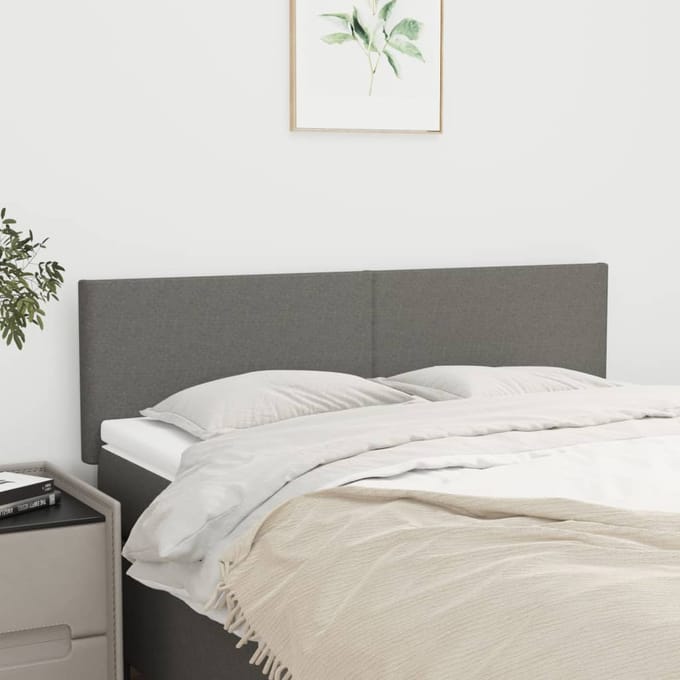 vidaXL - Hoofdborden - 144x5x78/88 - cm - stof - donkergrijs