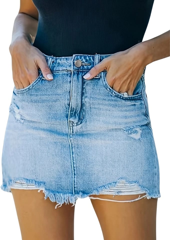 Livano Spijkerrok - Rok - Jeansrok Dames - Denim - Spijkerjurk - S