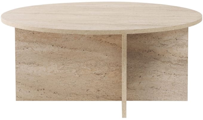 Houten salontafel "Sun" - 90 x 90 x 40 cm - Travertijn