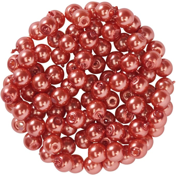 Glasparels, Ø 4 mm, 100 stuks - donkeroranje
