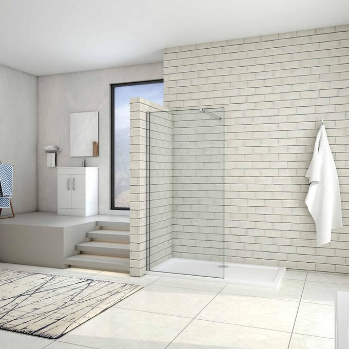 inloopdouche 71x195cm,douchescherm,73-120cm stabilisator,6mm helder veiligheidsglas nano easyclean antikalk,douchewand