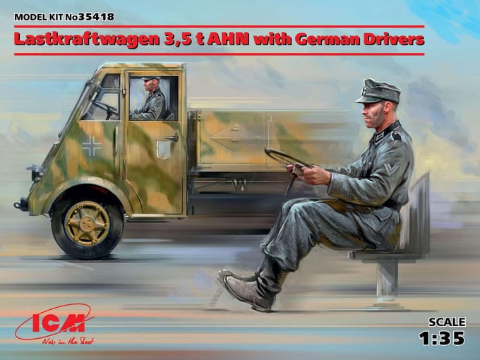 ICM Modelbouwpakket Militaire voertuigen - 35418 Lastkraftwagen 3,5 t AHN with German Drivers Plastic - 1:35 - Modelbouw