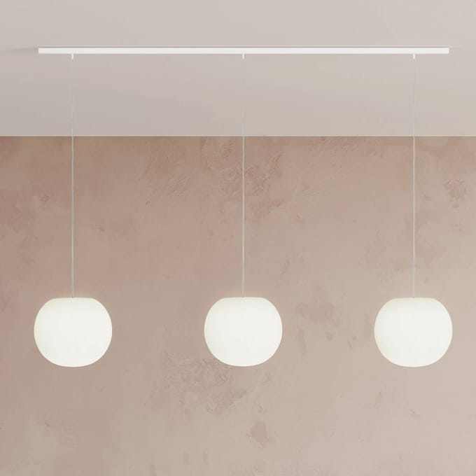 Casablanca hanglamp Acai, wit, lang, 3-lamps, Ø 26 cm, E27