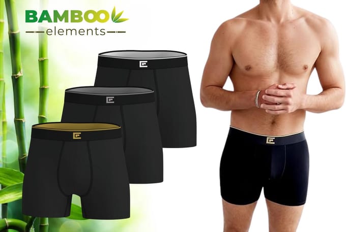 Bamboo Elements Boxershort Heren - 3 Pack - Zwart S - Boxershorts - Bamboo Boxershort Heren