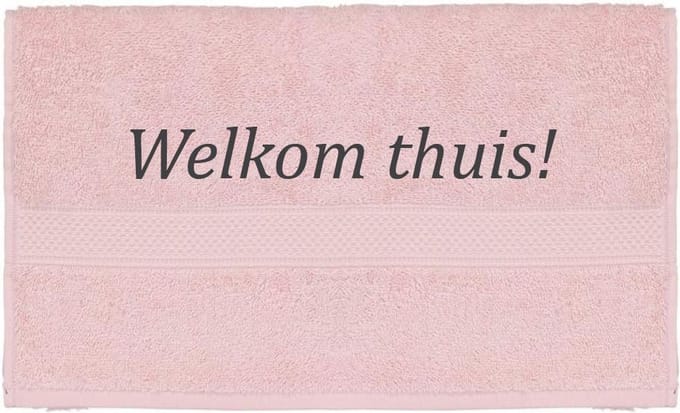 Handdoek - Welkom Thuis - 100x50cm - Roze