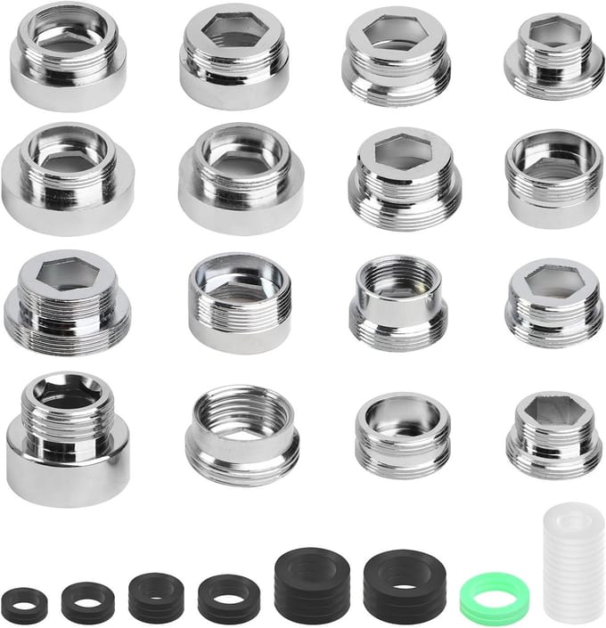 Solidchoice - Set van 16 Messing Kraanadapters met Seals voor Tuinslangverbindingen