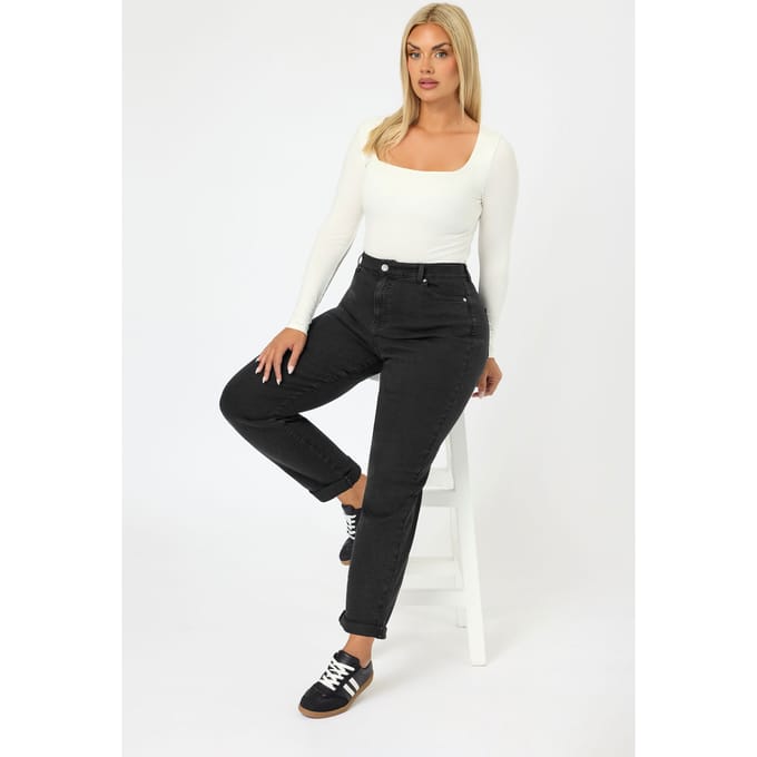 Yours Zwart Gewassen Boyfriend Jeans Size 50