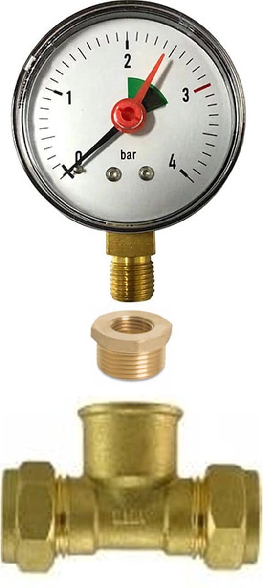 CV drukmeter met t-stuk 15 x 1/2 x 15