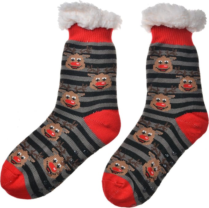Clayre & Eef Kerstsokken one size Grijs Synthetisch Rendieren