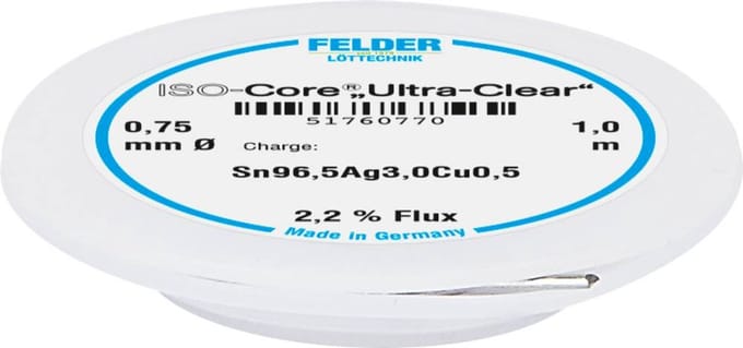 Felder ISO-Core Ultra Clear SAC305 Soldeertin Spoel Sn96,5Ag3Cu0,5 0.75 mm