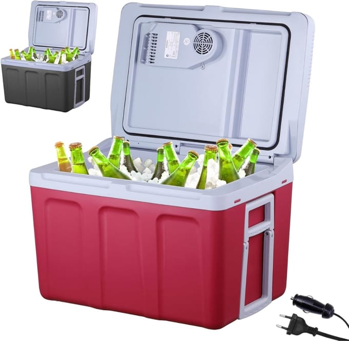DYNA®Elektrische Koelbox - 40 Liter Koelbox Elektrisch 12V 230 Volt - Koelbox Auto - Rood - 57cm x 40cm x 42cm