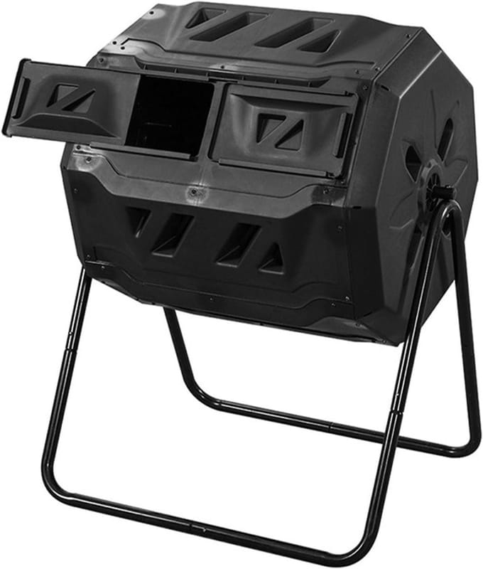 Compostbak - Composteerbak - Afval verwerken - Dubbelwandig en draaibaar - 160L capaciteit - Zwart