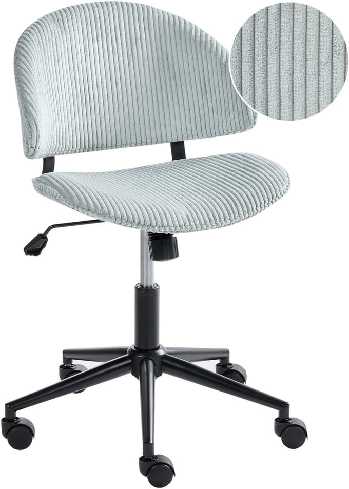 KIANA - Bureaustoel - Lichtblauw - Corduroy