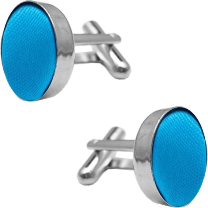 Fako Bijoux - Manchetknopen - Staal & Zijde - Ø 16mm - Blauw