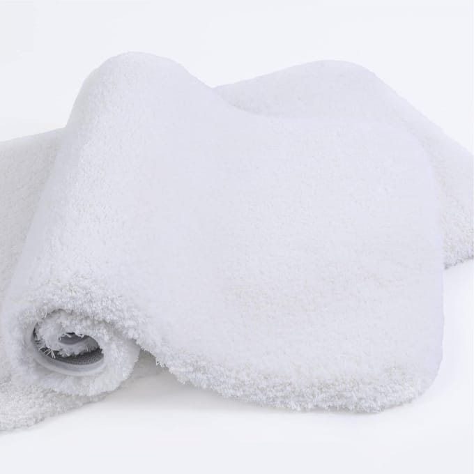 Goodivery ® Non-Slip Bath Mat, Pack of 2, Thickened Bathroom Rug, Soft Bath Mat, Fluffy Microfibre Bath Mat, Super Absorbent, Machine Washable, Quick Drying, 50 x 80 cm (White)
