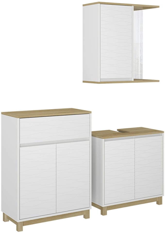 Vicco Badkamermeubelset Livia, Wit/Eiken, 3-delig