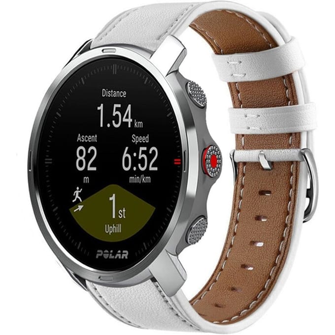 Strap-it Leren smartwatch bandje - geschikt voor Polar Grit X / Grit X Pro / Vantage M / M2 / M3 / V3 - wit