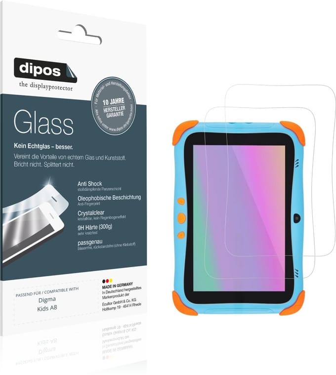 dipos – 2x Pantserfolie geschikt voor Digma Kids A8 | 9H Screenprotector