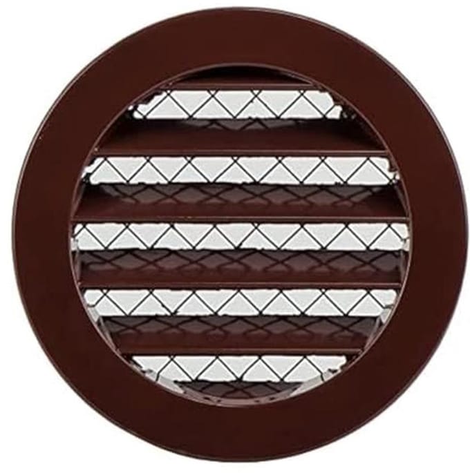 Weerbestendig Aluminium Ventilatierooster Ø 100 mm - Rond Bruin met Muizenbescherming