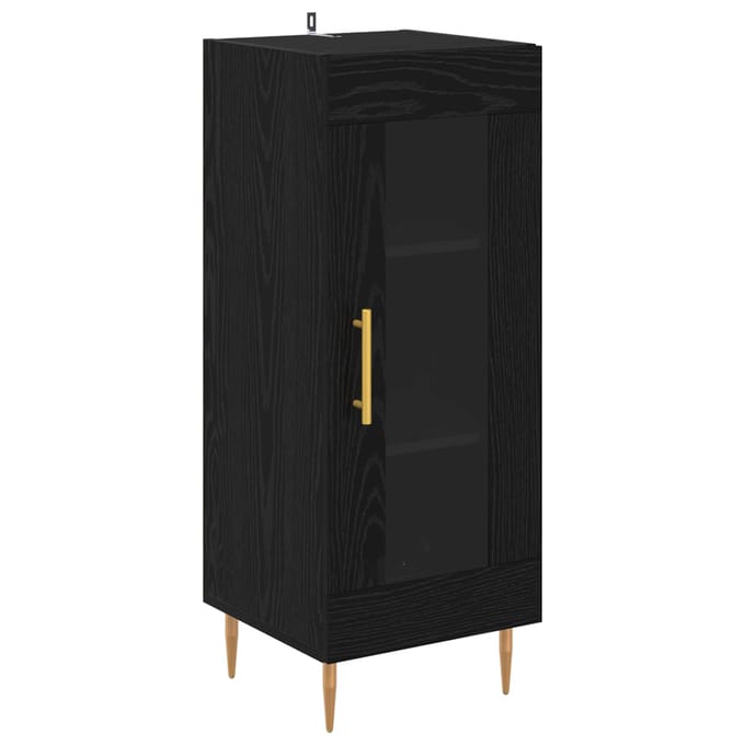 vidaXL - Dressoir - Zwart - eiken - 34 - x - 34,5 - x - 90 - cm - Bewerkt - hout