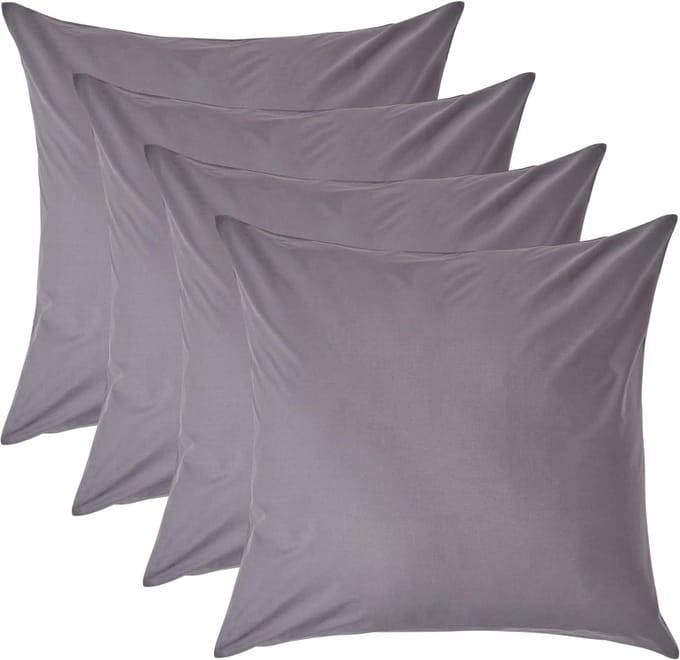 Homescapes Kussensloop 60x60 cm Set van 4 – Donkergrijs – 100% Egyptisch Perkal Katoen – 200 TC
