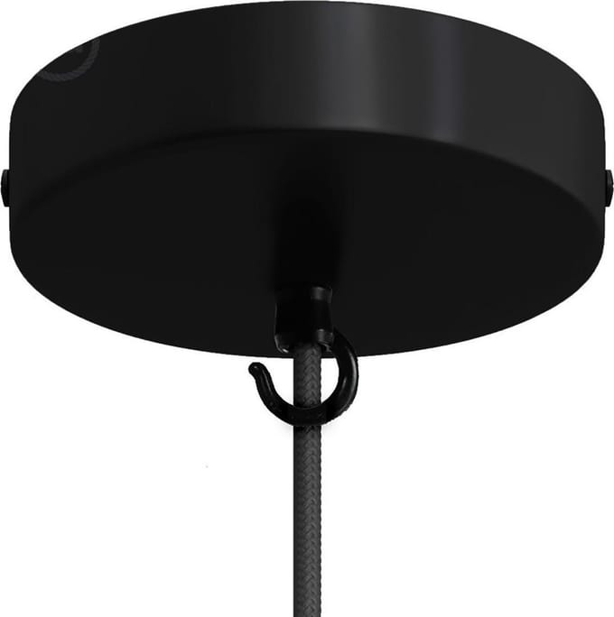 Ø12cm Metalen plafondkap met haak  - zwart