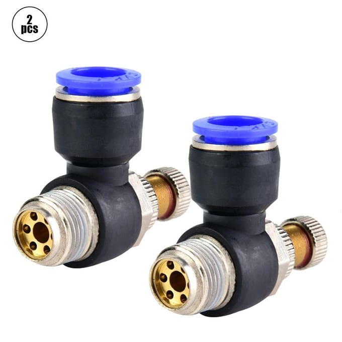 2 stuks Buis Luchtstroomsnelheidsregelaar Pijp Pneumatische Fitting Regelventiel(SL12 03)