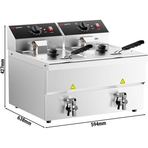 GGM Gastro Elektro Doppelfritteuse - 8+8 Liter - 6,5 kW - mit Ablasshahn