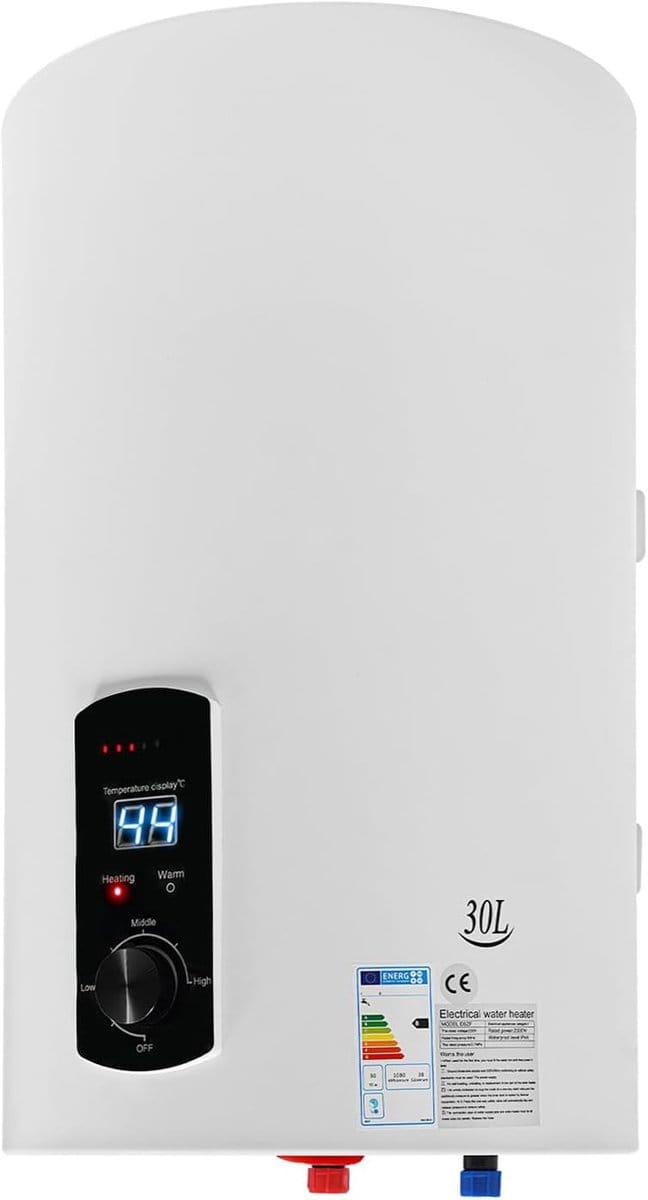Elektrische Boiler - Warmwater Ketel - Direct Warm Water - Instelbare Temperatuur - 30 Liter Inhoud - Wit