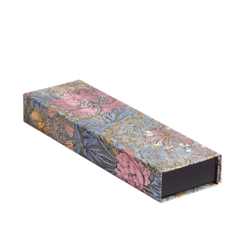 Paperblanks pencil case, william morris : pink honeysuckle, formaat 22 x 3 x 6.5 cm.