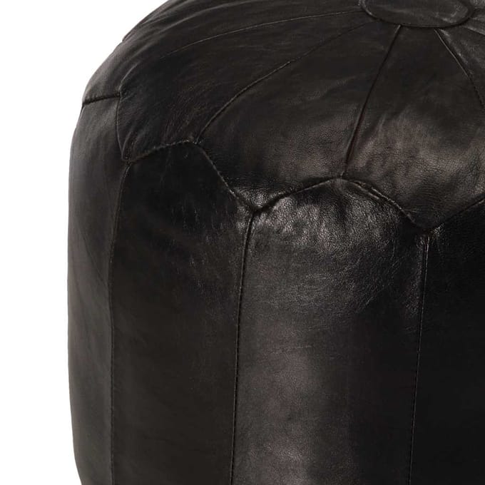 vidaXL - Poef - 40x35 - cm - echt - geitenleer - zwart