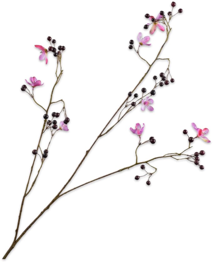 Silk-ka Kunstbloem-Kunsttak Bessentak Paars-Roze 92 cm